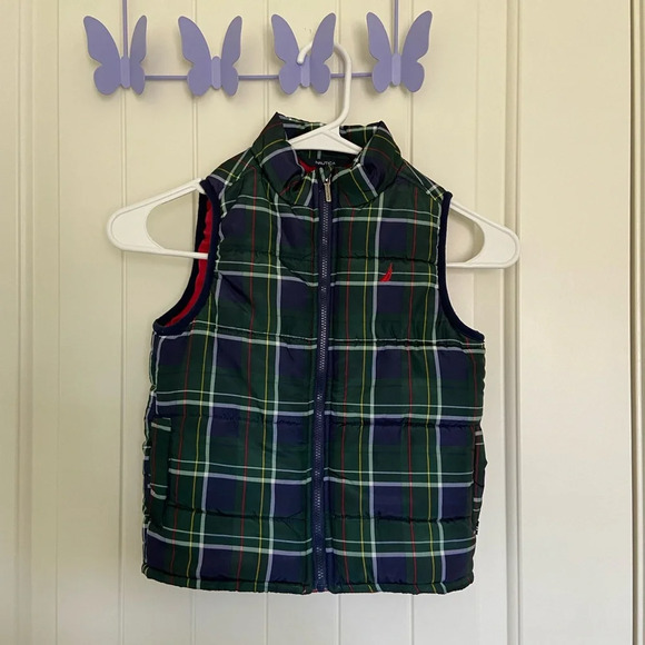 Nautica‎ boy’s plaid patterned zip puffer vest — 3T - Picture 1 of 6